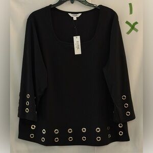 Enny Women's Black Grommet Detail Blouse